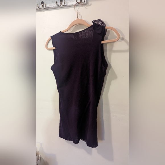Eggplant deep purple mesh overlay wrap top M Sweet Pea by Tracy Frati - Picture 13 of 14